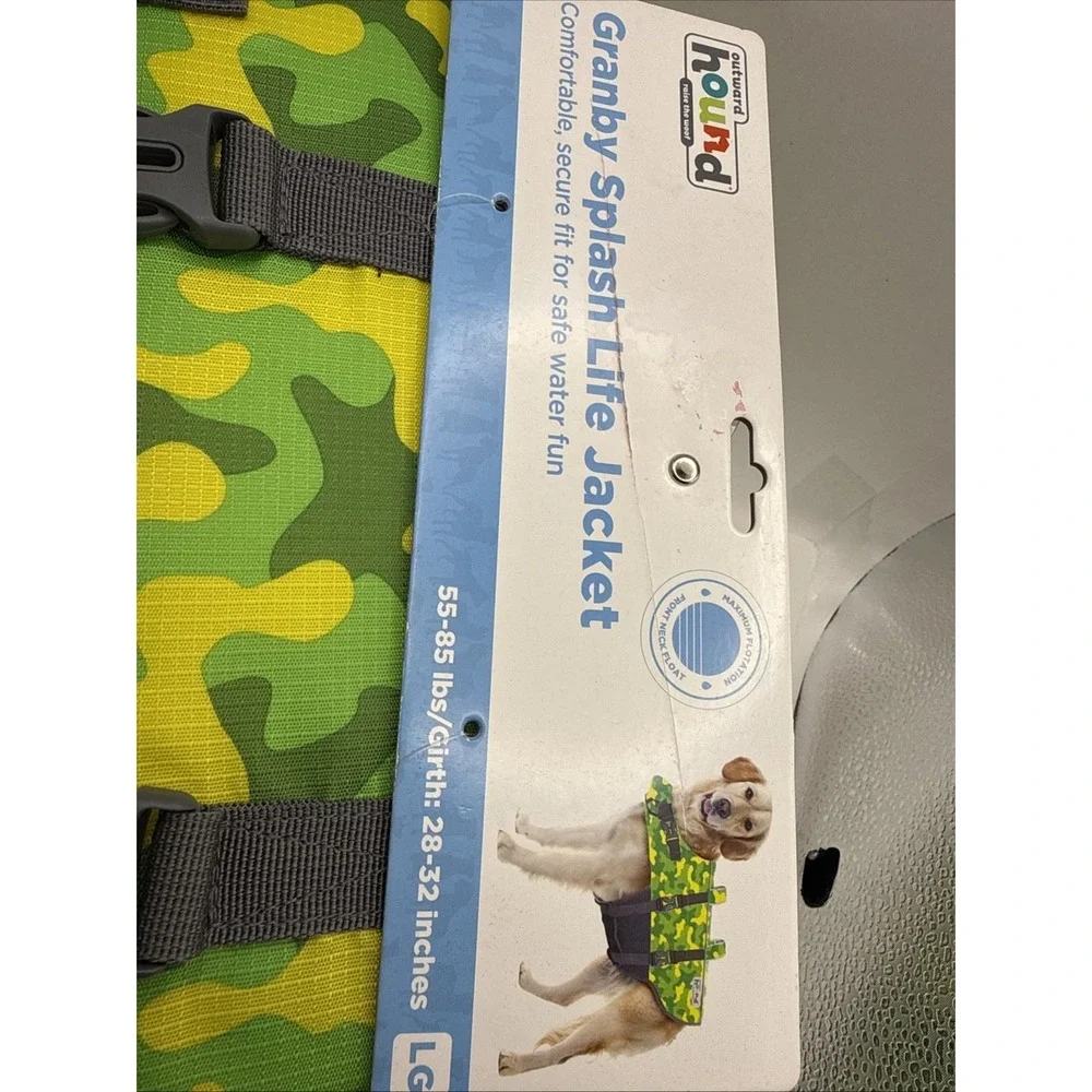 Granby Splash Dog Life Jacket By Outward Hound Large 55-85 Lbs, 28-32 In. New